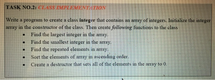 Solved TASK NO.2: CLASS IMPLEMENTATION Write a program to | Chegg.com