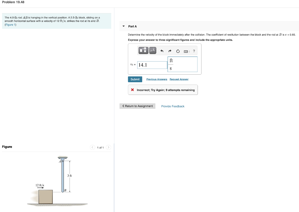 Solved Problem 19.48 The 4.0-lb Rod AB Is Hanging In The | Chegg.com