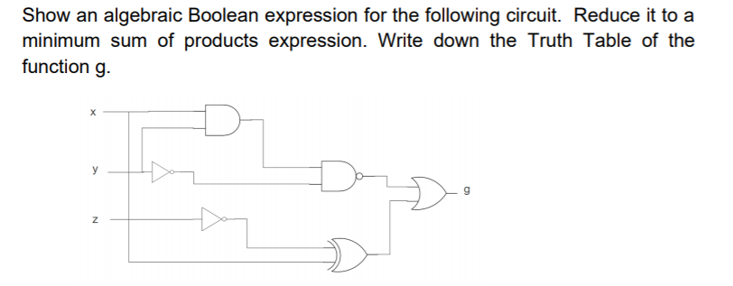 Solved Show an algebraic Boolean expression for the | Chegg.com