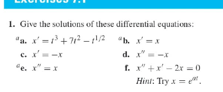 Solved give the solution of these differential equations | Chegg.com