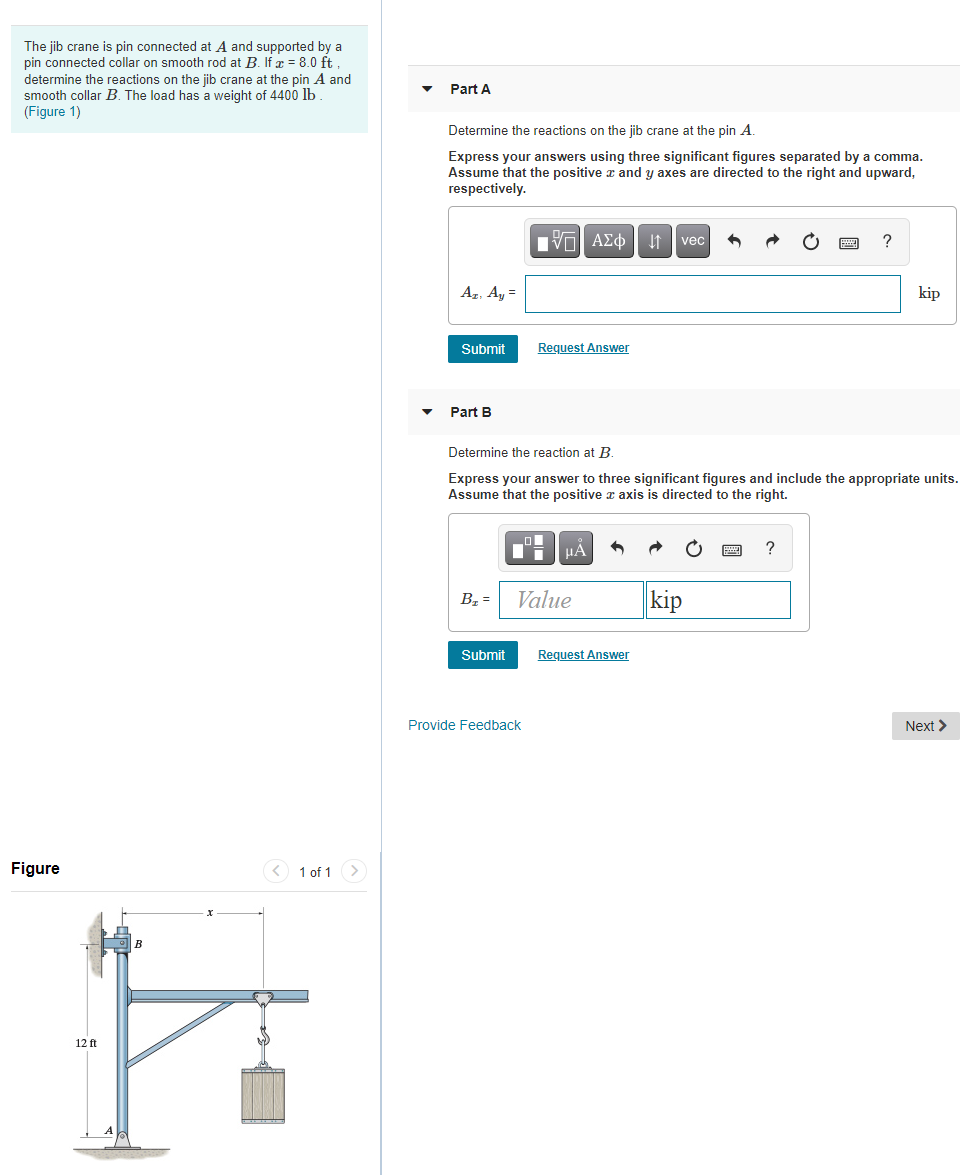 Solved The jib crane is pin connected at A and supported by | Chegg.com