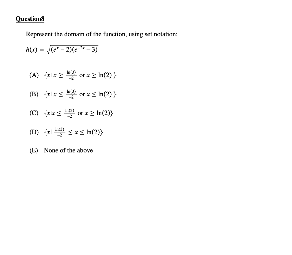 Solved Questions Represent The Domain Of The Function Us Chegg Com