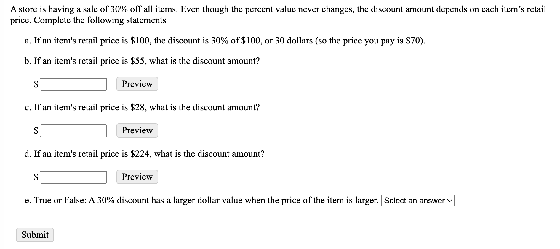 Solved A store is having a sale of 30 off all items. Even