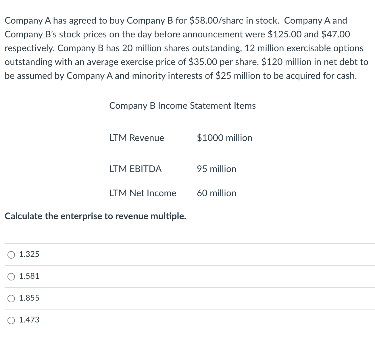 Solved Company A Has Agreed To Buy Company B For $58.00/ | Chegg.com