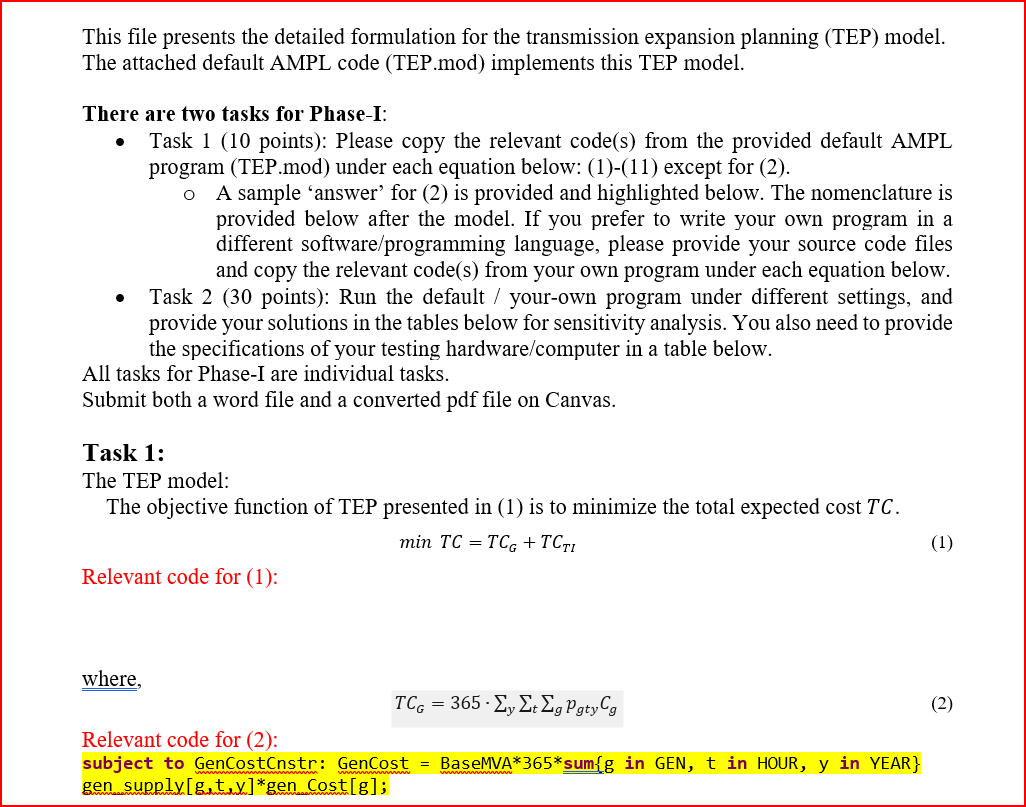 This tile presents the detailed formulation for the | Chegg.com