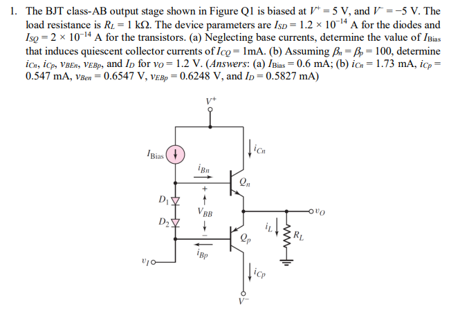 Między Nami Klasa 5 Sprawdzian Jp V 1 Chomikuj Solved The BJT class- AB output stage shown in Figure Q1 is | Chegg.com