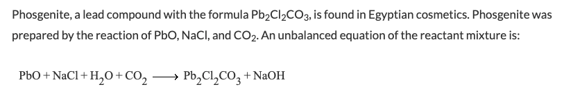 Solved Phosgenite, a lead compound with the formula | Chegg.com