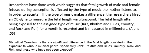 Solved Researchers have done work which suggests that fetal | Chegg.com