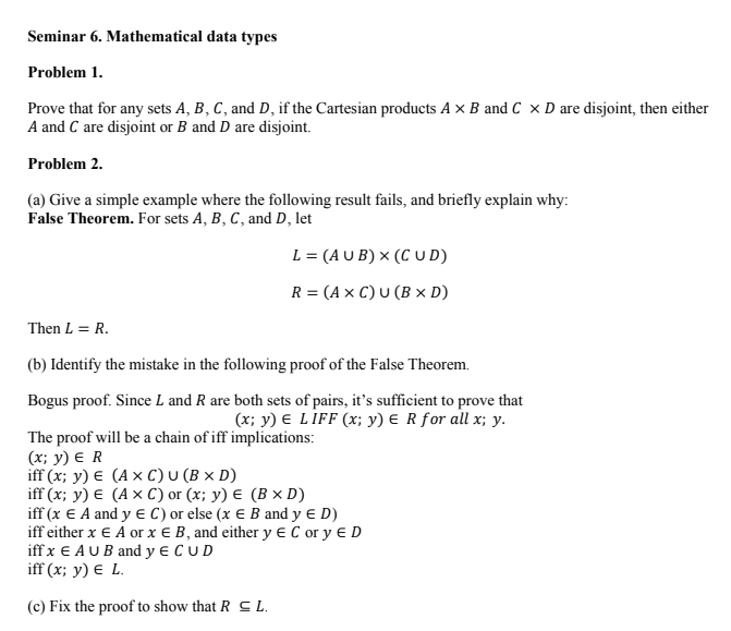 Solved Seminar 6. Mathematical Data Types Problem 1. Prove | Chegg.com