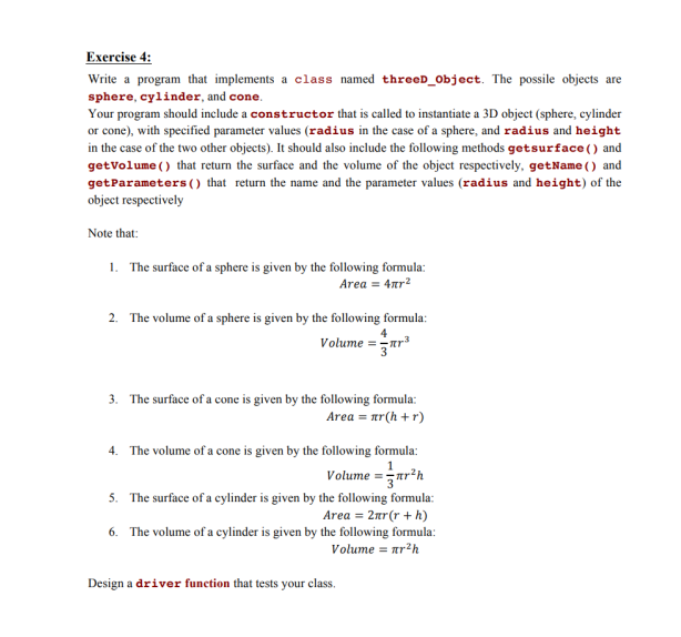 Solved Exercise 3: Implement a class Student, where a | Chegg.com