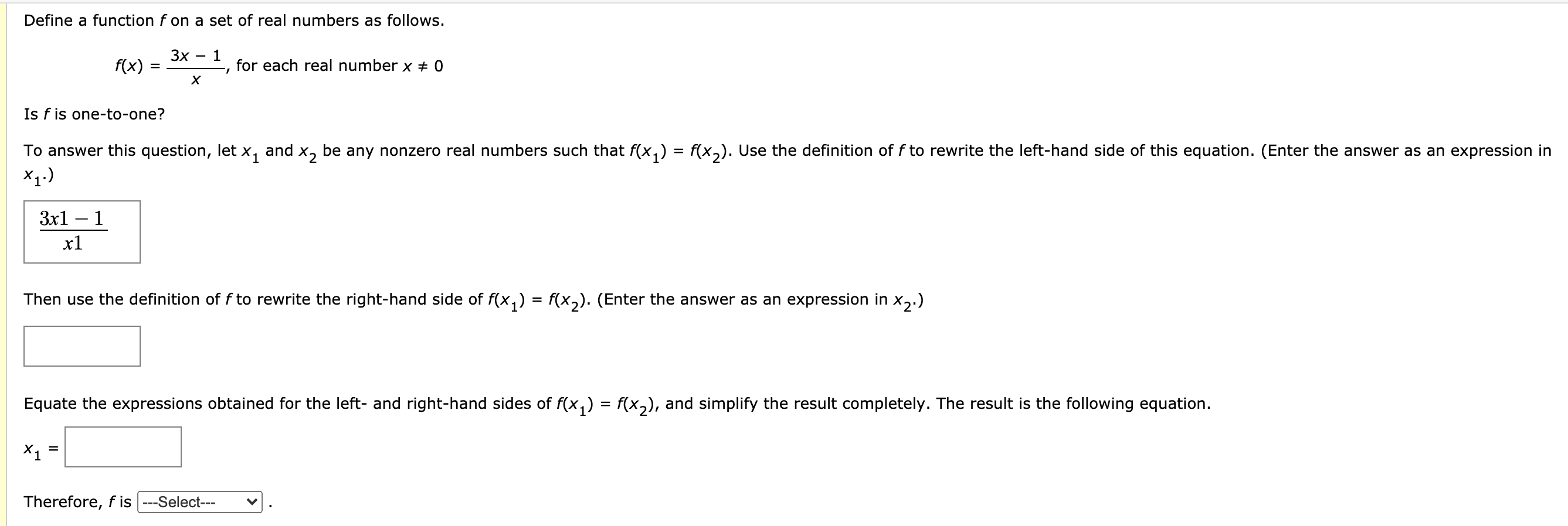 define a function f on a set of real numbers as follows