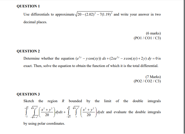 Solved QUESTION 1 Use differentials to approximate 20 - | Chegg.com