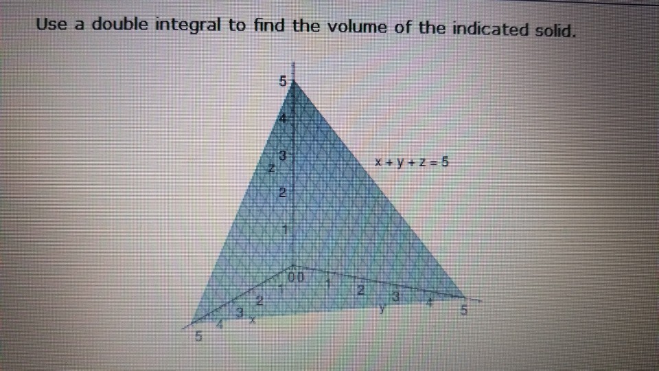 Solved Use A Double Integral To Find The Volume Of The