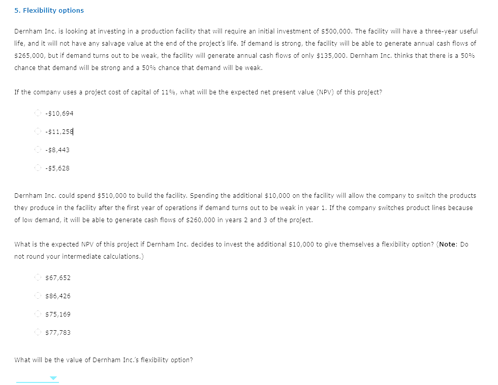 Solved Flexibility Options | Chegg.com