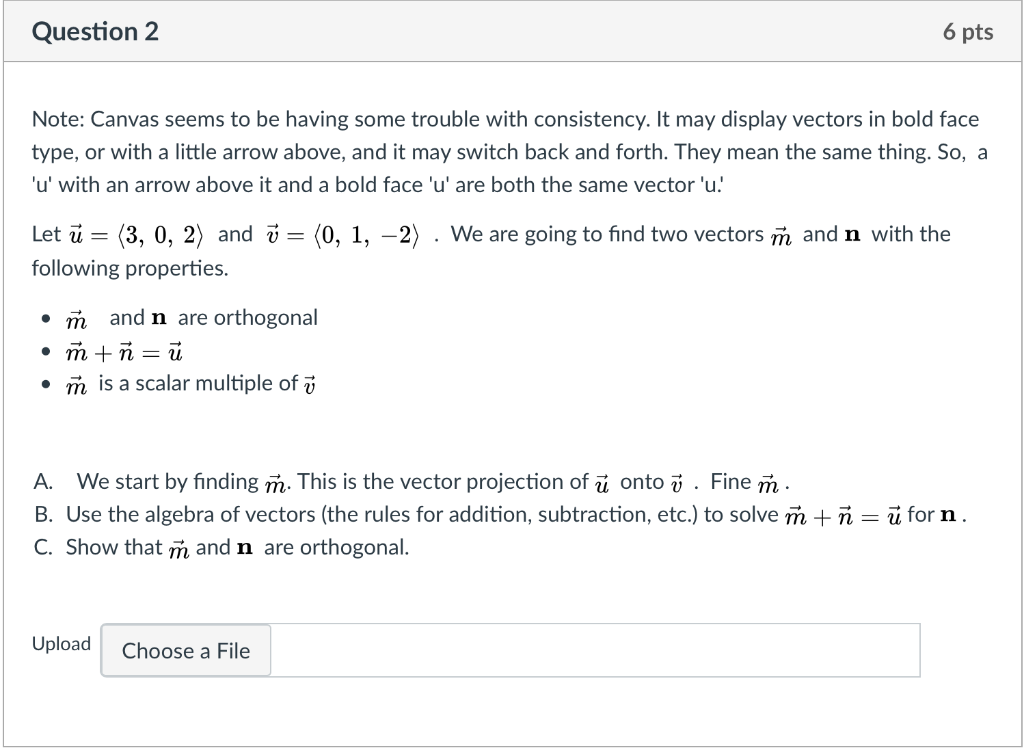 Solved Question 1 6 Pts Let Pbe The Point 0 3 1 And U Chegg Com