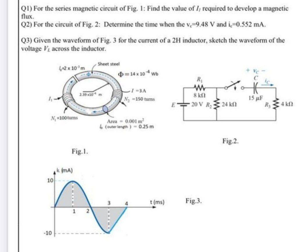 Solved Q1) For The Series Magnetic Circuit Of Fig. 1: Find | Chegg.com