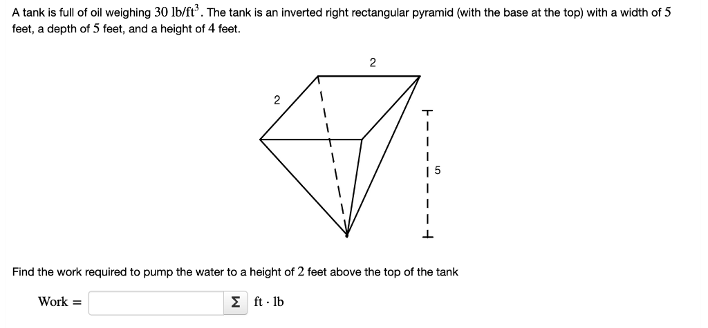 Solved A tank is full of oil weighing 30 lb/ft3. The tank is | Chegg.com