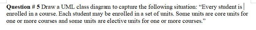 Solved Question # 5 Draw a UML class diagram to capture the | Chegg.com