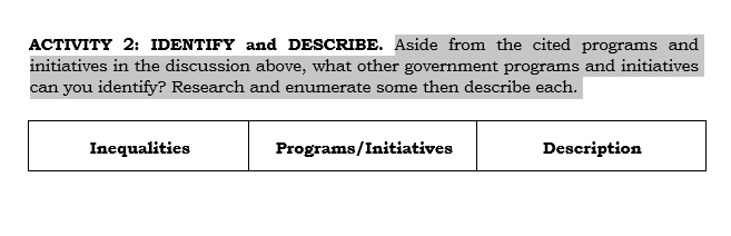 ACTIVITY 2: IDENTIFY and DESCRIBE. Aside from the | Chegg.com