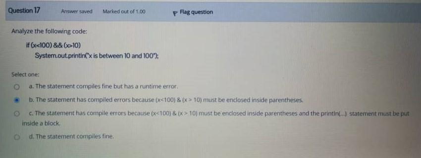 Solved Question 1 Answer saved Marked out of 1.00 Which of | Chegg.com
