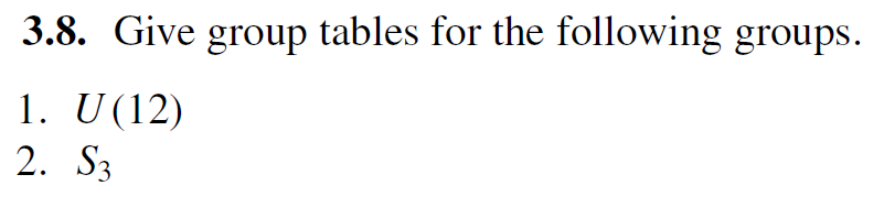 Solved 3.8. Give group tables for the following groups. 1. U | Chegg.com