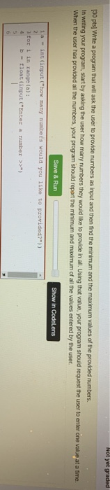Solved 30 pts] Write a program that will ask the user to | Chegg.com