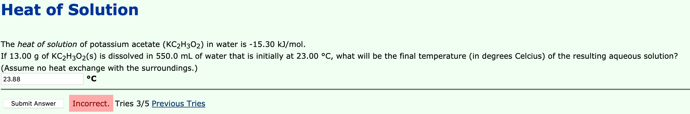 Solved Heat Of Solution The Heat Of Solution Of Potassium Chegg Com