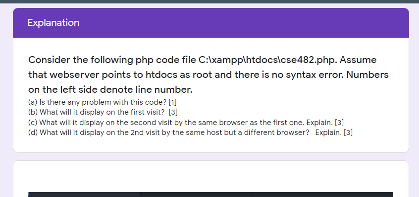 Solved Explanation Consider the following php code file | Chegg.com
