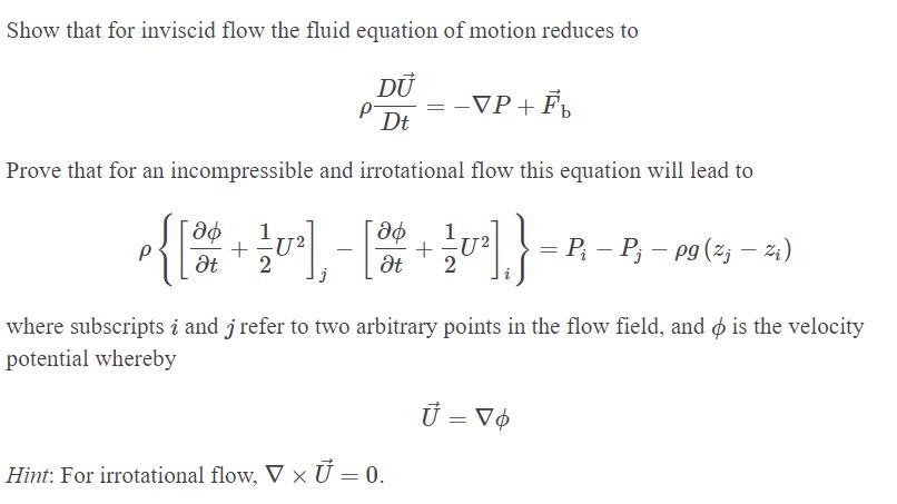 Solved Show that for inviscid flow the fluid equation of | Chegg.com