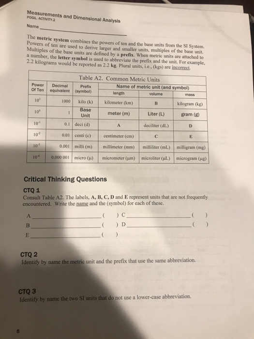 Dimensional Analysis Worksheet 2