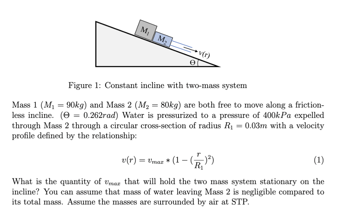 Solved Figure 1: Constant incline with two-mass system Mass | Chegg.com