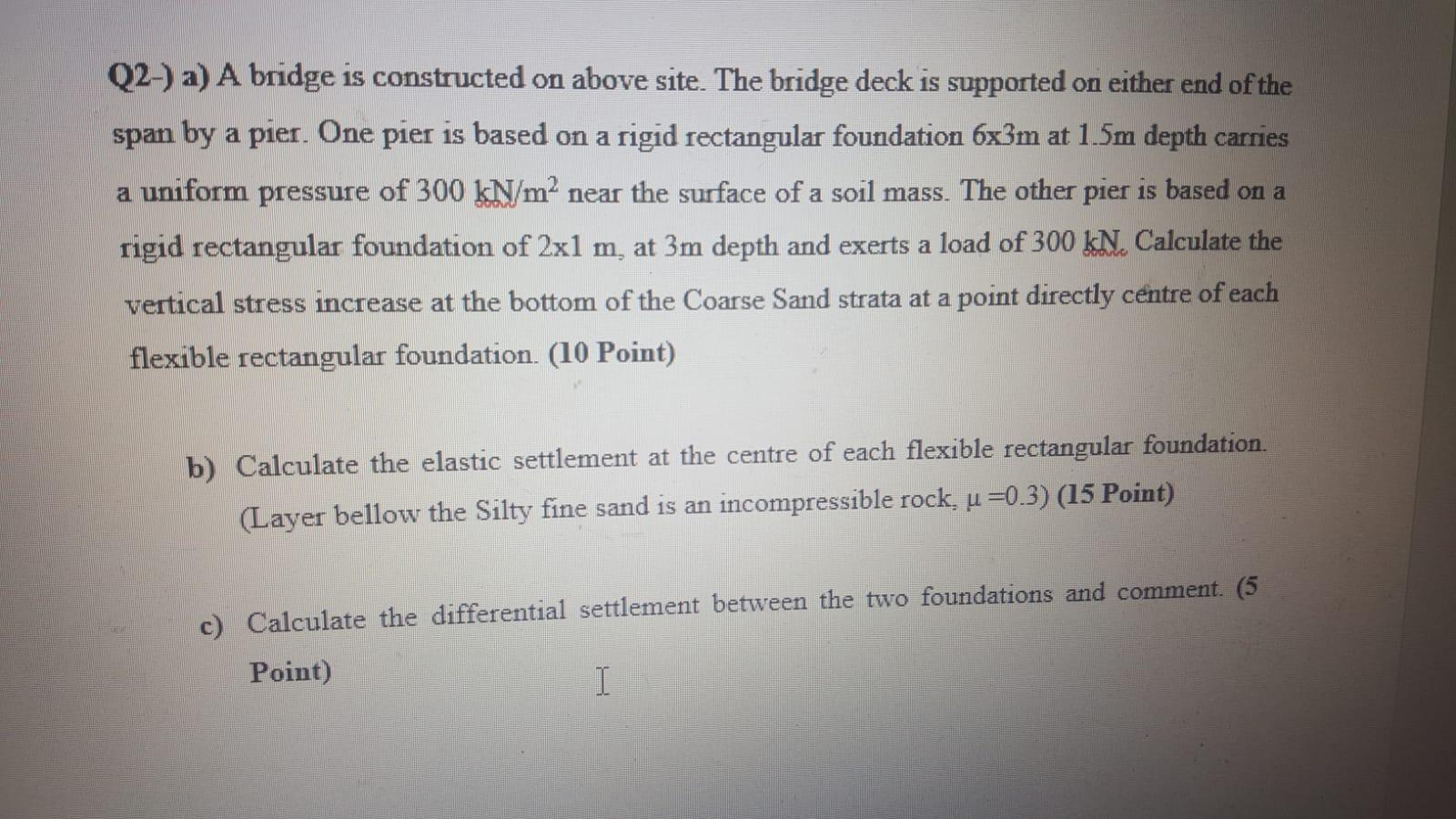 Solved Q2-) a) A bridge is constructed on above site. The | Chegg.com