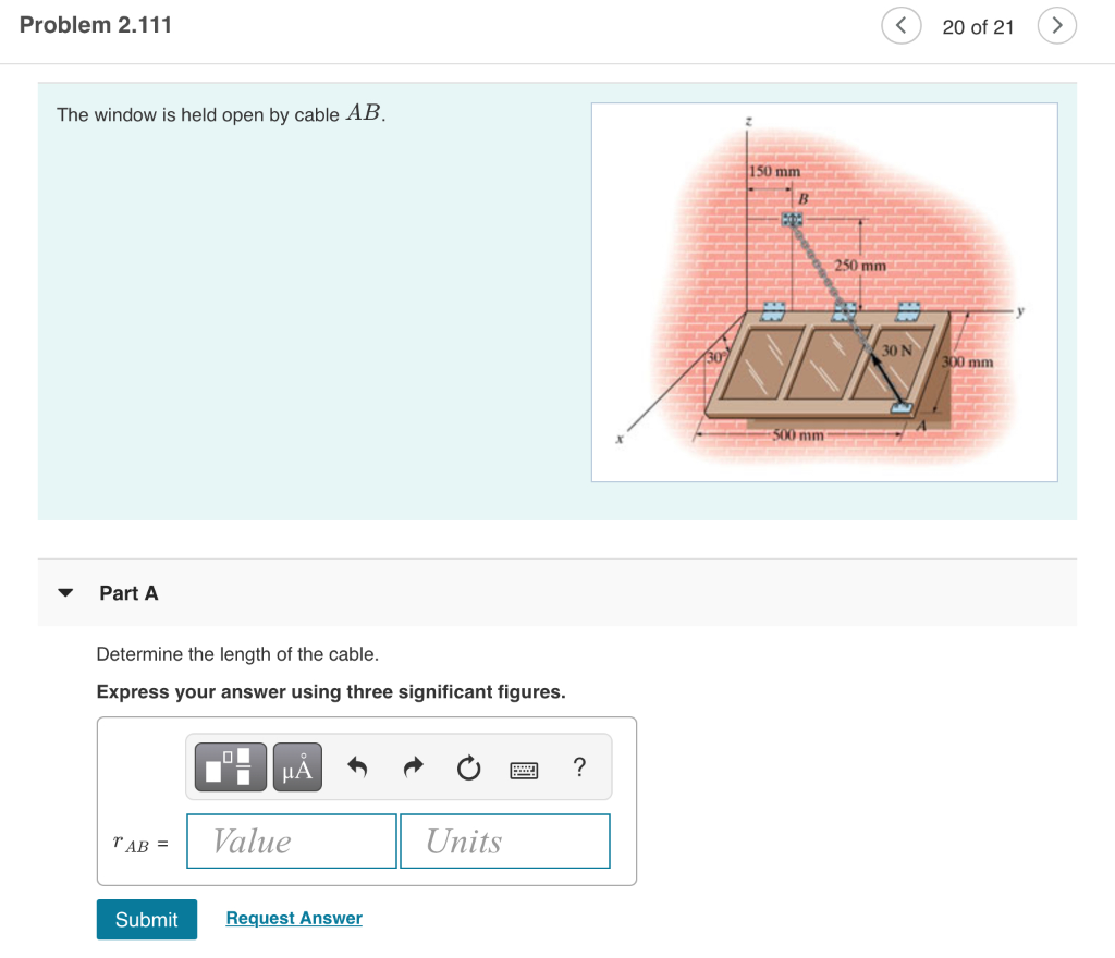 Solved Problem 2.111 20 of 21 The window is held open by | Chegg.com