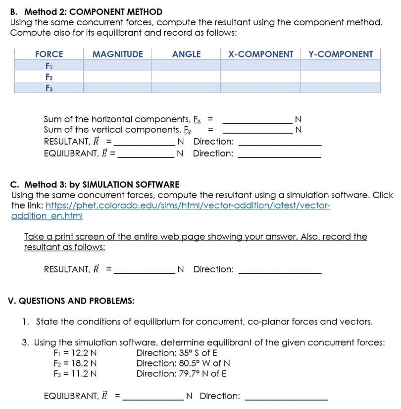 Solved B. Method 2: COMPONENT METHOD Using the same | Chegg.com