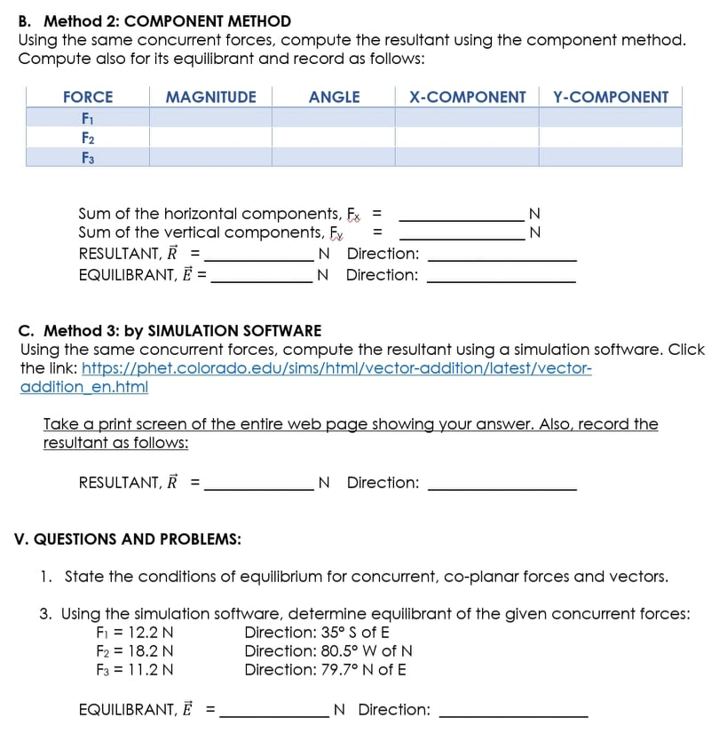 Solved B. Method 2: COMPONENT METHOD Using The Same | Chegg.com