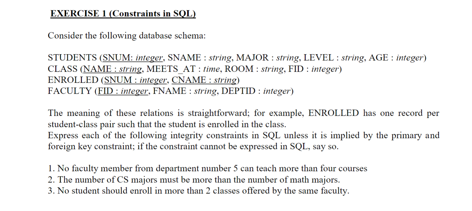 Solved Consider The Following Database Schema And Exa vrogue.co