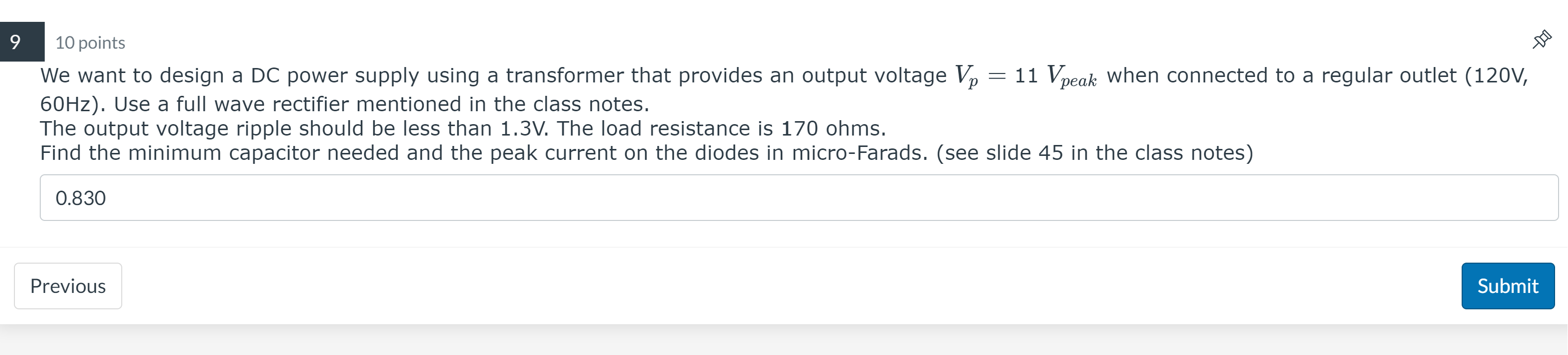 Solved points We want to design a DC power supply using a | Chegg.com