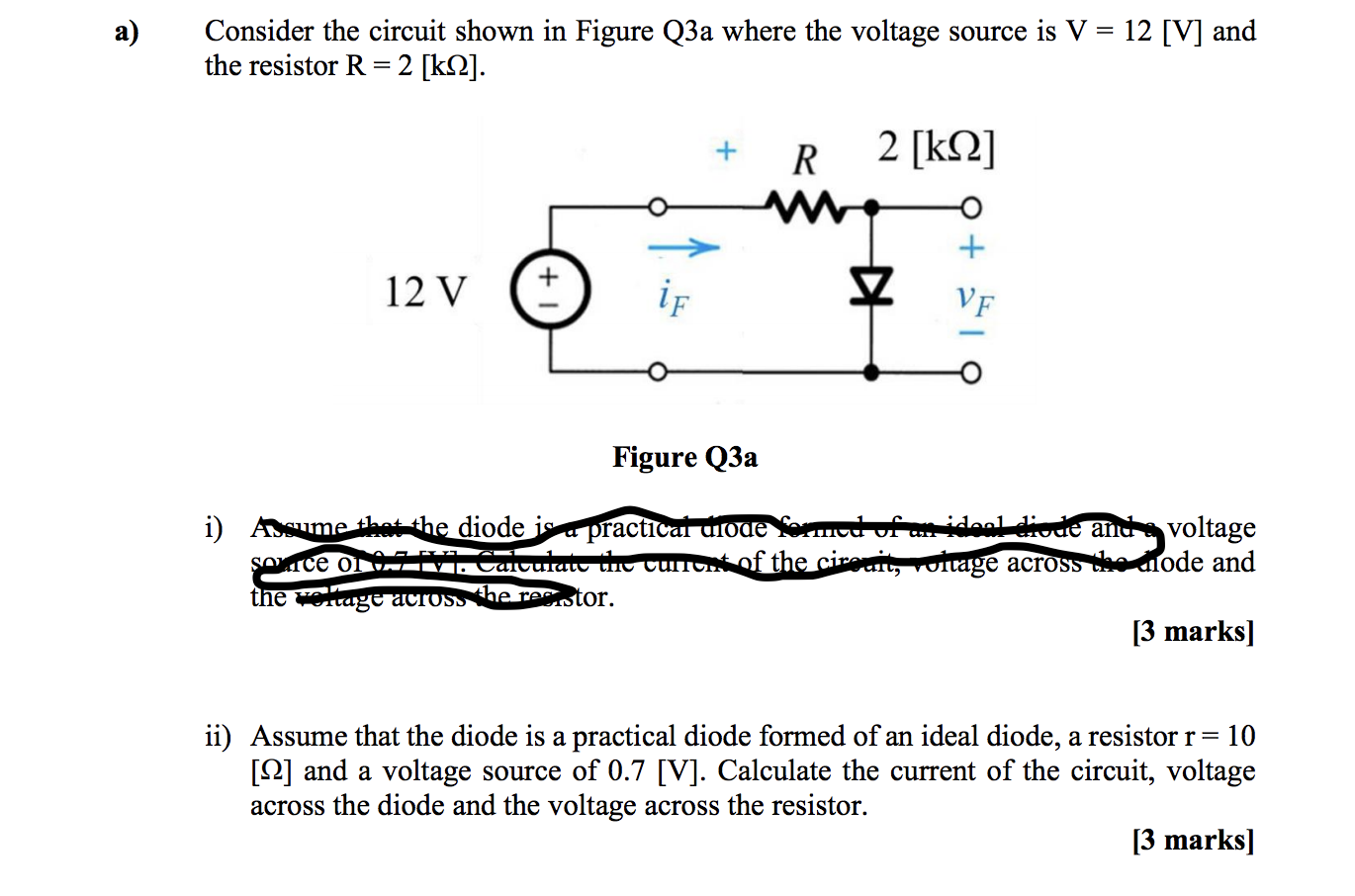 Solved A) Consider The Circuit Shown In Figure Q3a Where The | Chegg.com