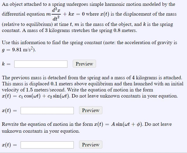 Solved An object attached to a spring undergoes simple | Chegg.com
