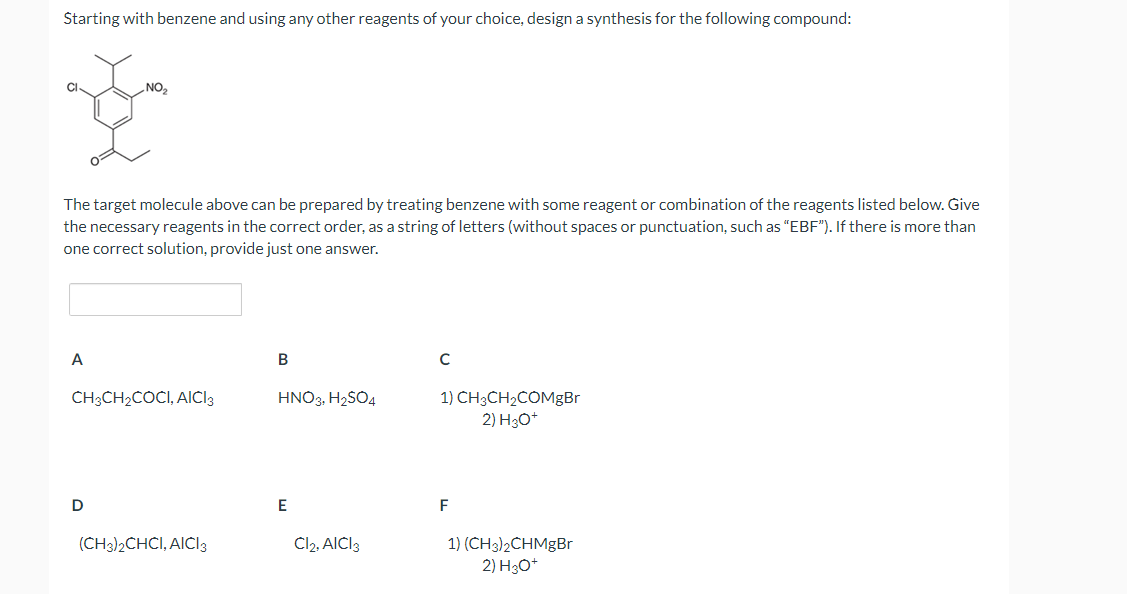 Solved Starting With Benzene And Using Any Other Reagents Of | Chegg.com