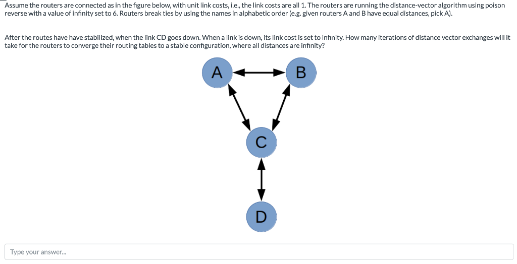 Assume the routers are connected as in the figure