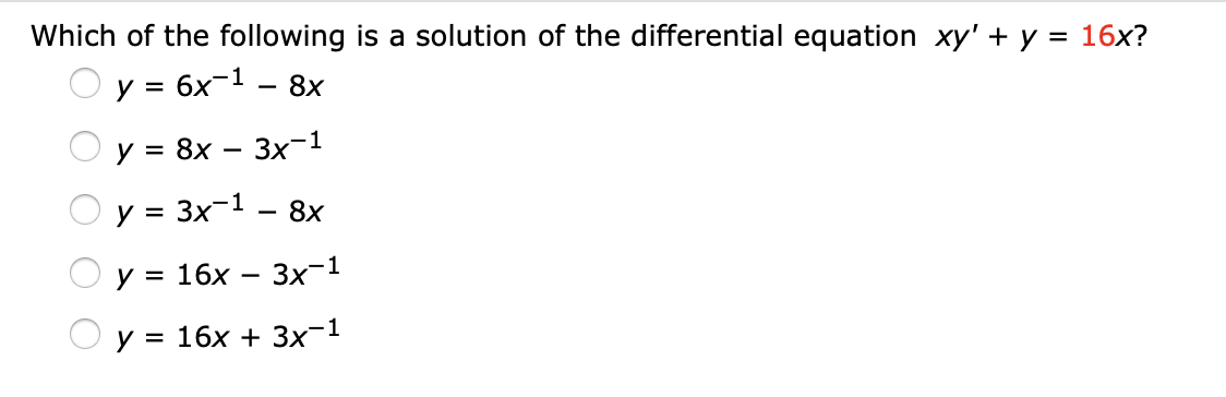 Solved Which of the following is a solution of the | Chegg.com