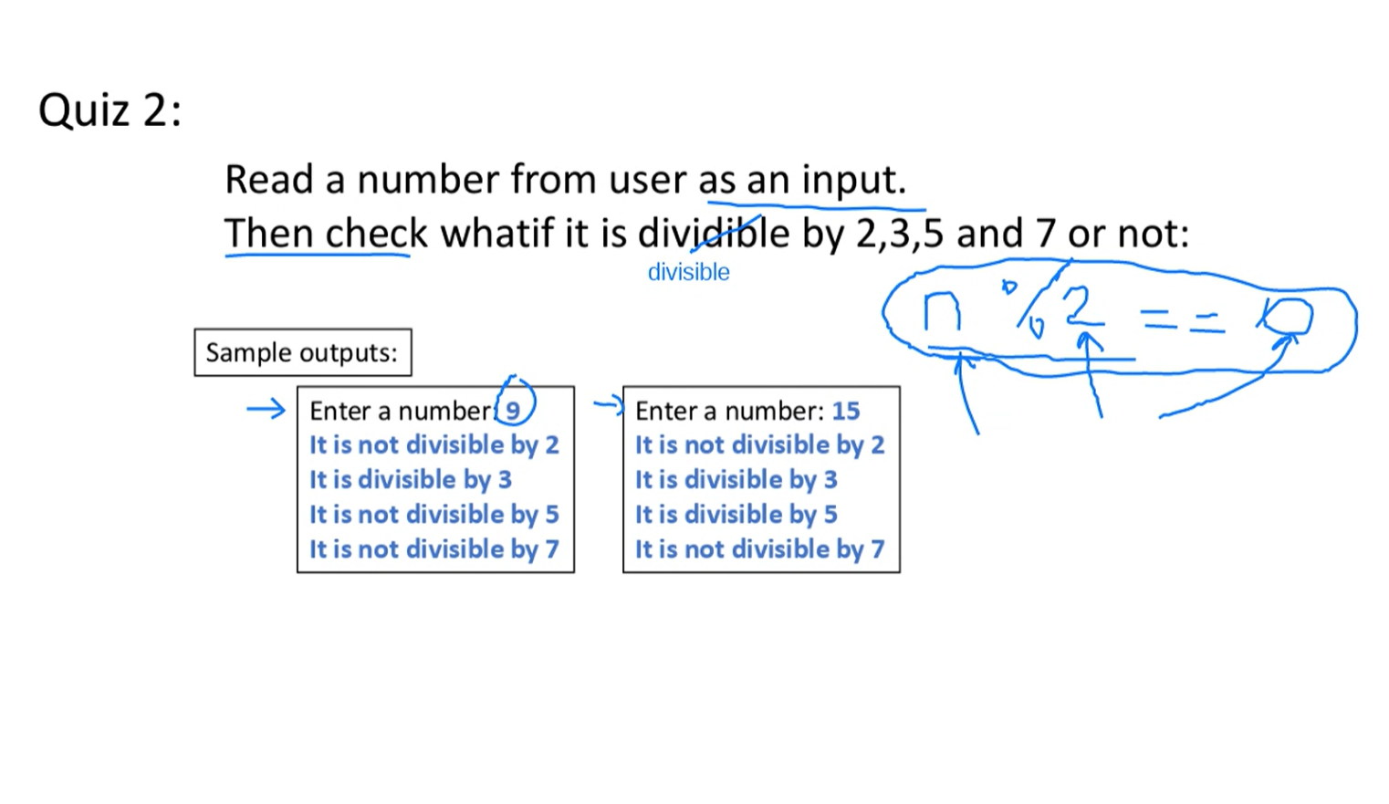 Solved Quiz 2: B Read A Number From User As An Input. Then 