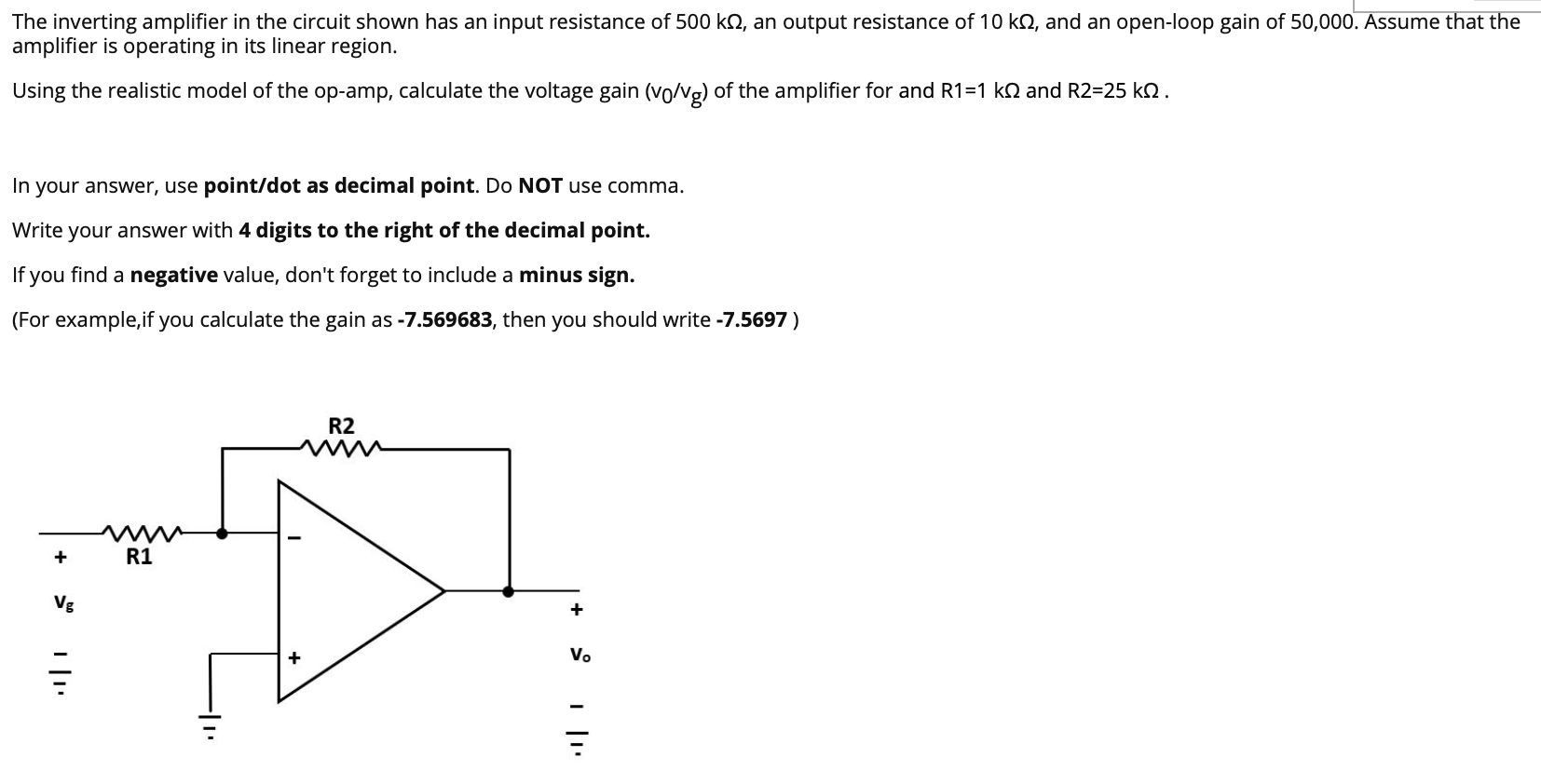 Solved The Inverting Amplifier In The Circuit Shown Has An | Chegg.com