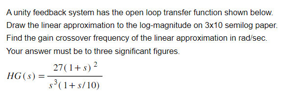 Solved A unity feedback system has the open loop transfer | Chegg.com