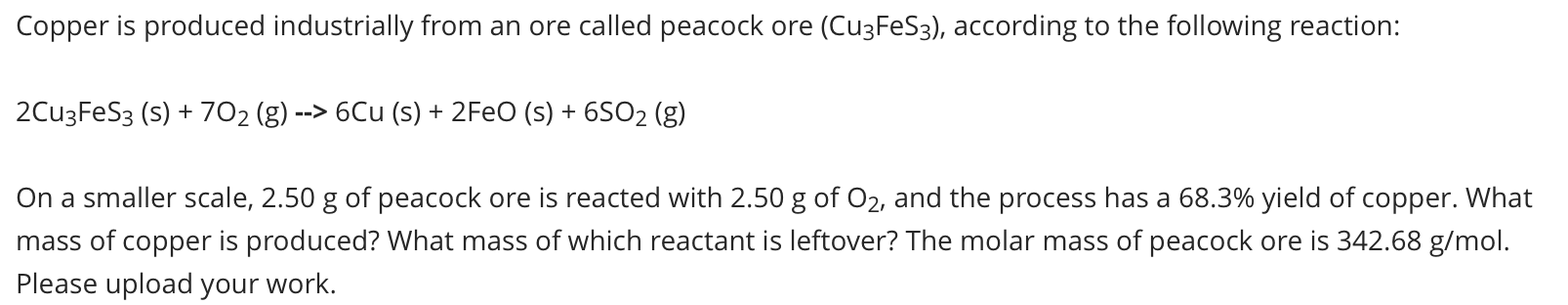 Solved Copper is produced industrially from an ore called | Chegg.com