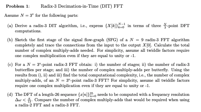 Problem 1: Radix-3 Decimation-in-Time (DIT) FFT | Chegg.com