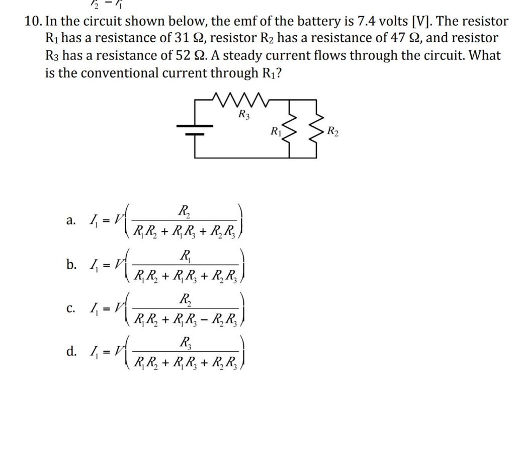 Solved 10. In the circuit shown below, the emf of the