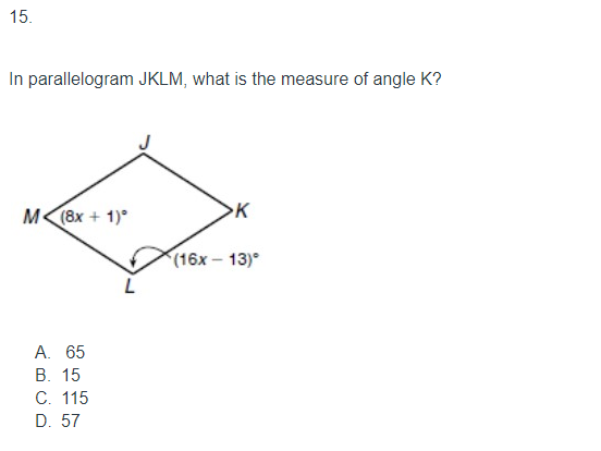 15 In Parallelogram Jklm What Is The Measure Of Chegg Com