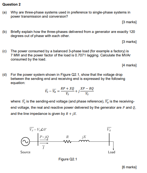 Solved Question 2 (a) Why are three-phase systems used in | Chegg.com